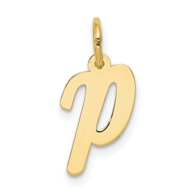 Real 10kt Yellow Gold Small Script Initial P Charm