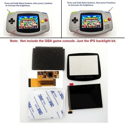 V2 IPS 10 Levels Brightness Backlight LCD Screen Kit For Game Boy Advance GBA