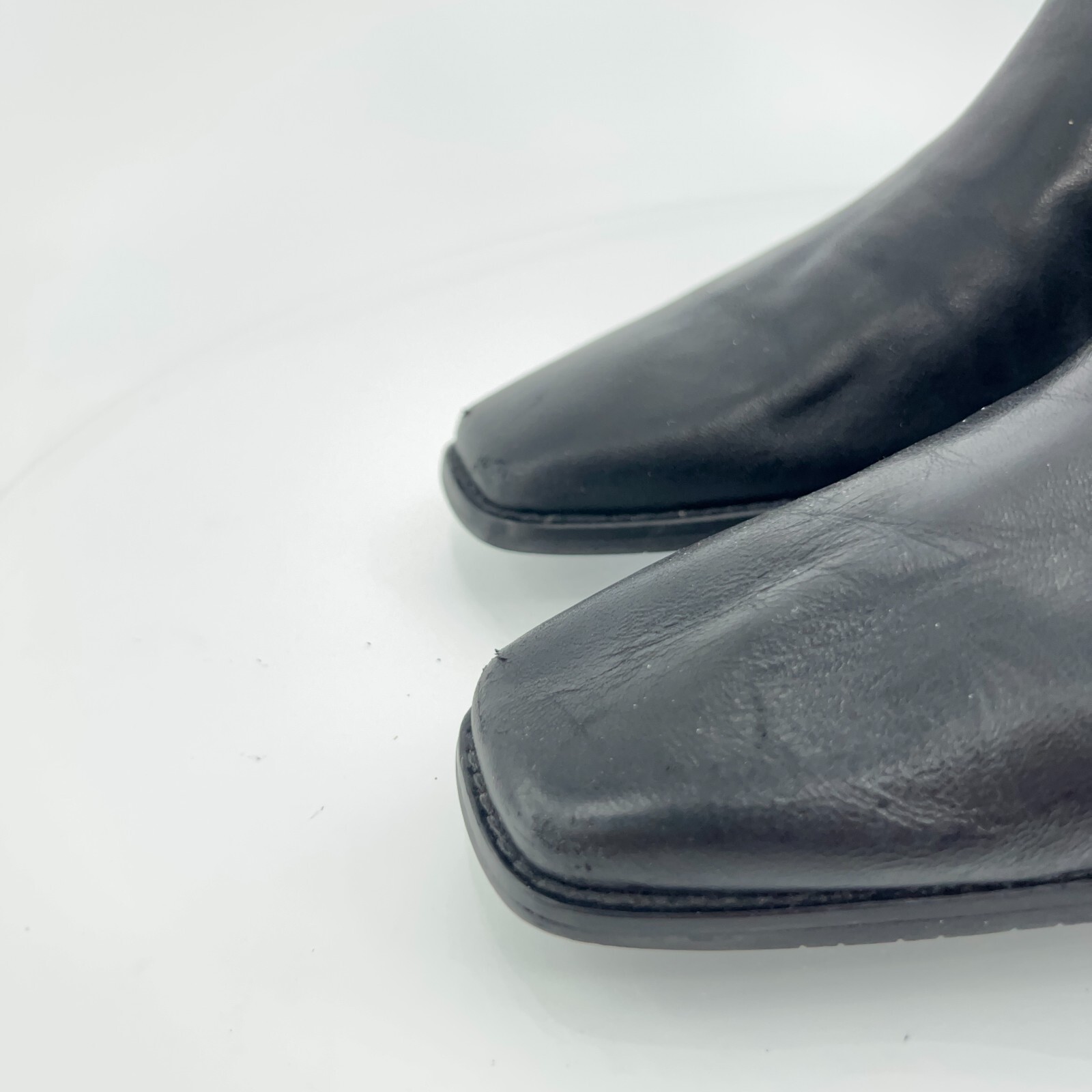 Stuart Weitzman Women Boot SZ 9.5 N Black Leather Square Toe Block Heel 90s Y2K