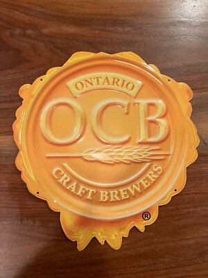 RARE OCB Ontario Craft Brewers Tin Sign Collector Beer Orange Canada