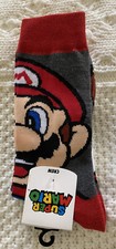 Super Mario Nintendo Mens Mario Crew Socks Sock Size 10-13 Shoe Size 8-12 New