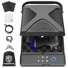 Car Gun Safe, Portable Biometric Safes for Pistols with Cable, Fingerprint & ...