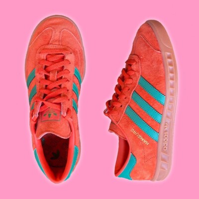 Adidas Hamburg Trainers Green Orange Suede UK UK