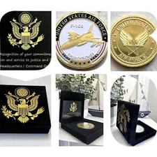 U S AIR FORCE F-105 THUNDERCHIEF Challenge Coin USA AF with black velvet case