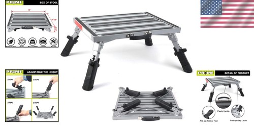 Taburete plegable de aluminio para autocaravanas - plataforma de 19 pulgadas x 14,5 pulgadas, antideslizante - Imagen 2 de 10