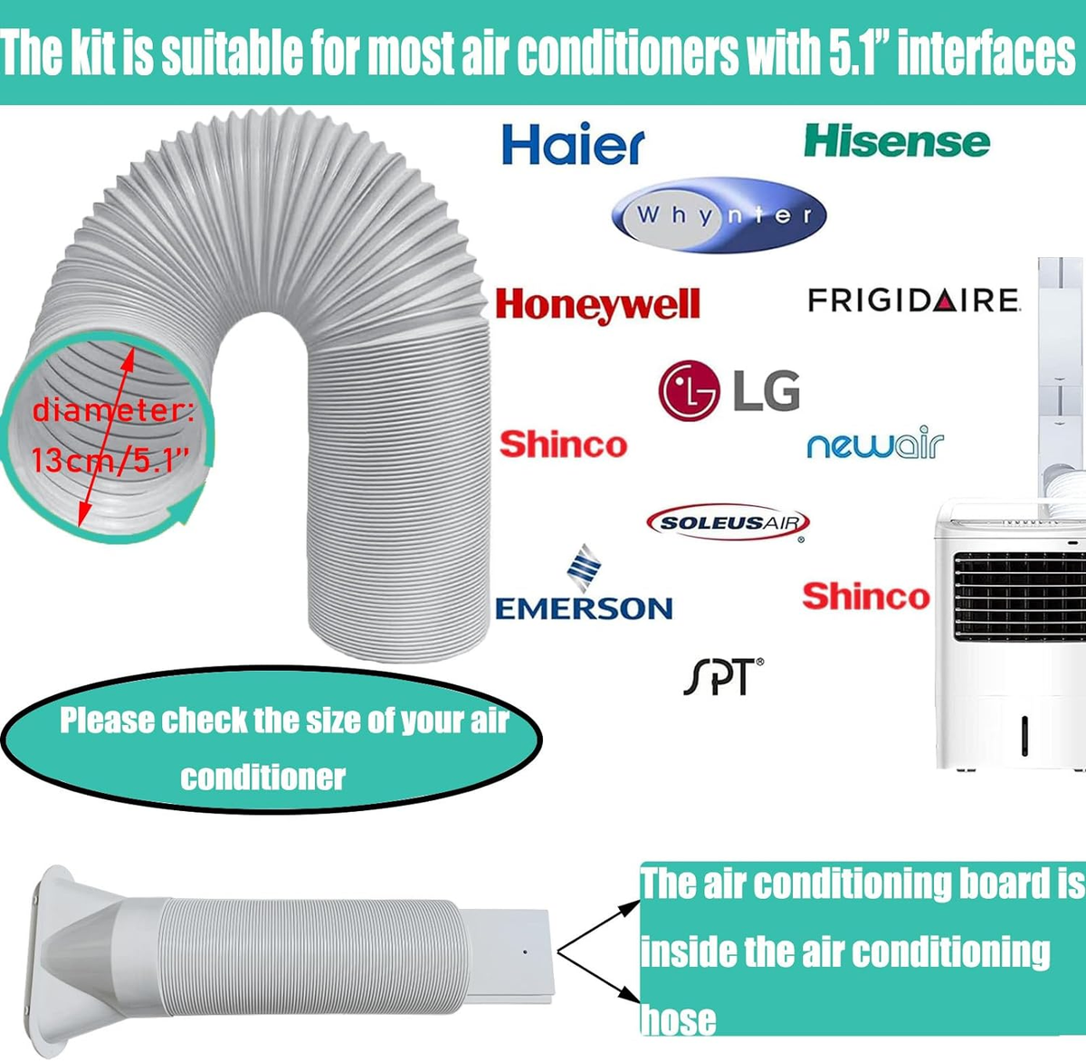 Portable Air Conditioner Window Vent Kit with Exhaust Hose