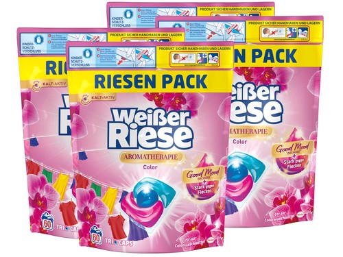 Weißer Riese Color Trio-Caps Aromatherapie Orchidee, Colorwaschmittel, 2x 120 WL - Bild 1 von 6
