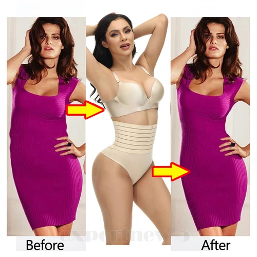 Women's Compression Shapewear Panties High Waist Thong Tummy Control Body Shaper - Picture 7 of 35