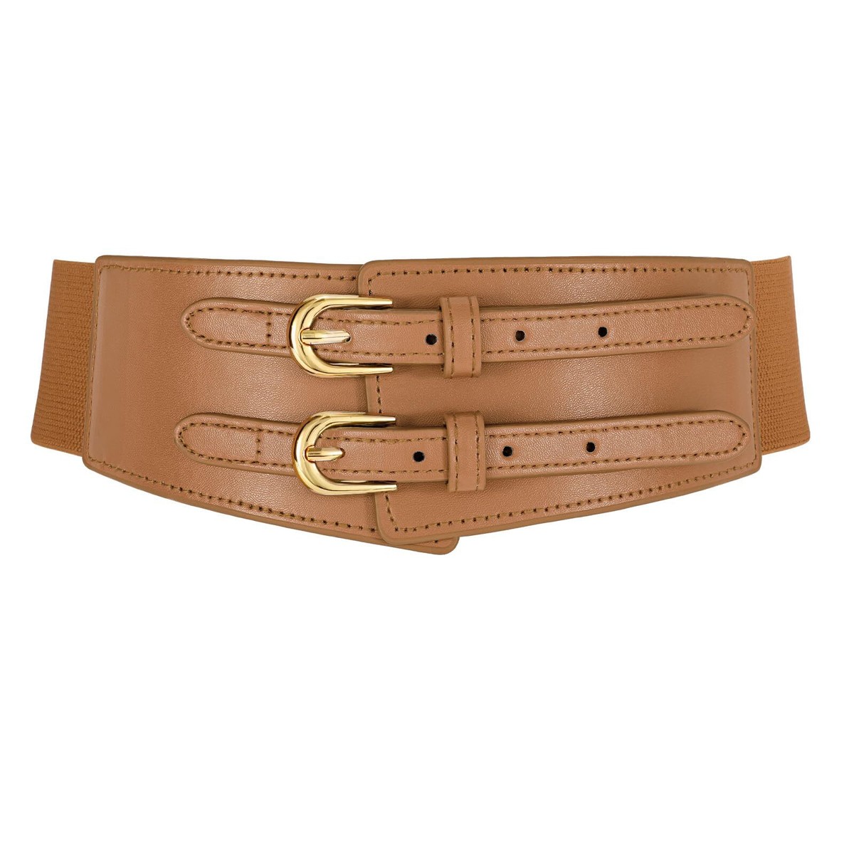4383 Women\'s Genuine Leather Elastic Belts For Dresses Vintage Wide Wide Belts for Women Fashion Elastic Belt for Dresses  main image 4
