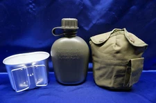 NEW US Military Style Tactical Survival OD Green 1QT Water Canteen Cover Cup Set