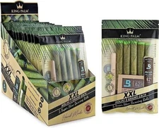 King Palm | XXL | Natural | Prerolled Palm Leafs | 15 Packs of 5 = 75 Roll | Box