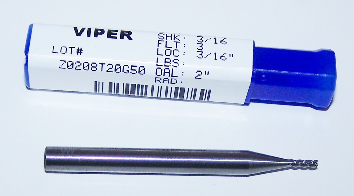 Destiny Tool Viper 1/8" Carbide 3 Flute End Mill – Stub Length For Aluminum & Plastic, V30804 Model