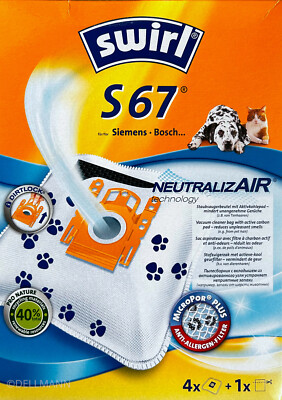4 Beutel SWIRL S 67 NeutralizAIR Staubsaugerbeutel S67 frei Haus per Warenpost
