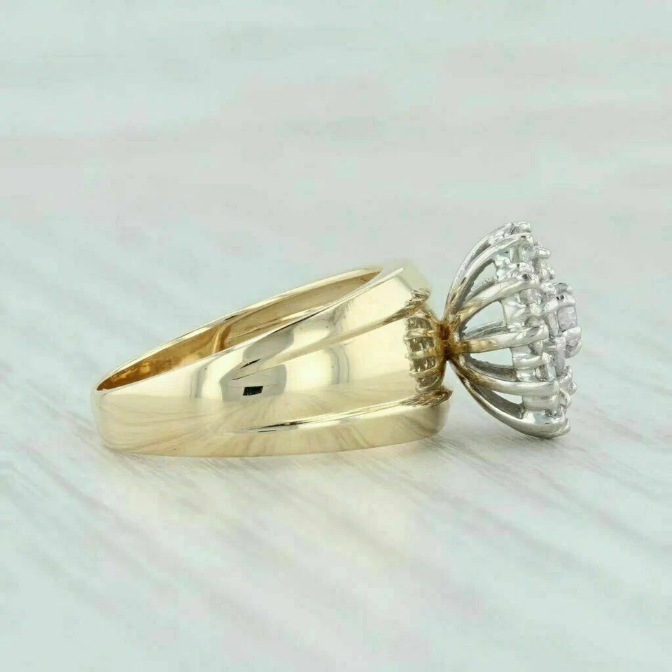 Vintage 2.50 Ct Diamond Waterfall Cluster 10K Yellow Gold Finish Cocktail Ring - Image 4 of 4