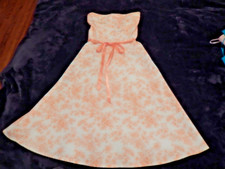 Teeze Me - Floral Peach & White Strapless Cotton Tea Length Dress Junior Size 3 
