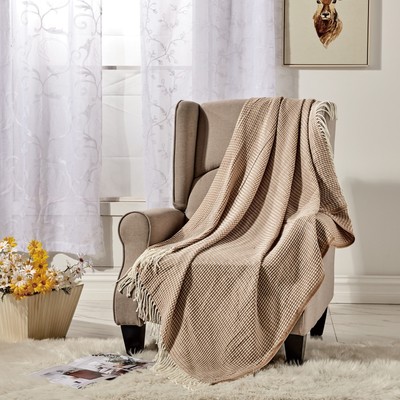 Luxury single Piece Throw Blanket Taupe 50X60