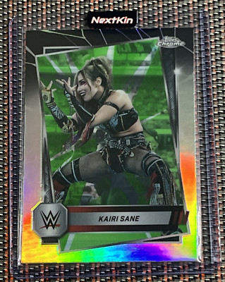 2025 Topps Chrome WWE KAIRI SANE #170 Neon Green and Black Refractor