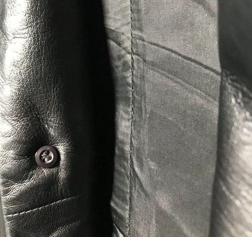 Seraphin France Black Leather w/ Fleece Lining 3/4 Length Overcoat 50/Large - Picture 2 of 11
