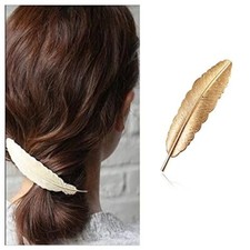 Vintage Leaf Hair Clip Barrettes Gold Leaf Feather Hair Barrettes Leaf Barret...