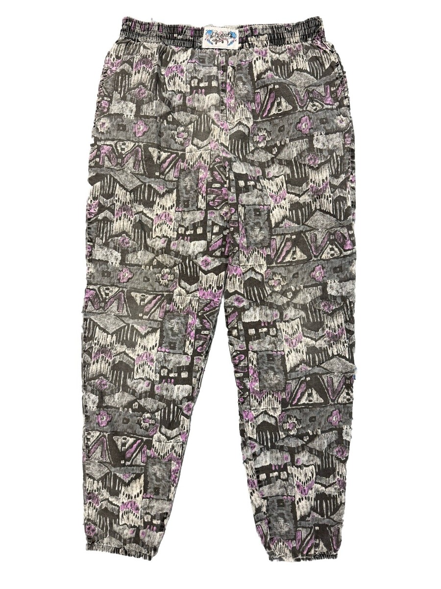 Vintage Lizardz Pants Baggy 90s Beach Workout Elastic Waist Size