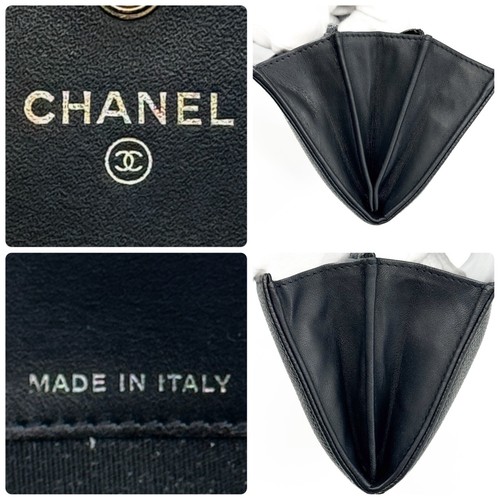 CHANEL Coco Mark Caviar skin Flap Long Wallet Purse Black Authentic - Picture 8 of 13
