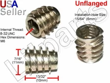 E-Z EZ LOK 8-32 UNC Die Cast Zinc Hex Drive Threaded Insert Wood Unflanged