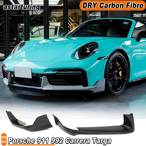 For Porsche 911 992 Carrera Targa Dry Carbon Front Bumper Splitter Air Vent Fins - Picture 1 of 11