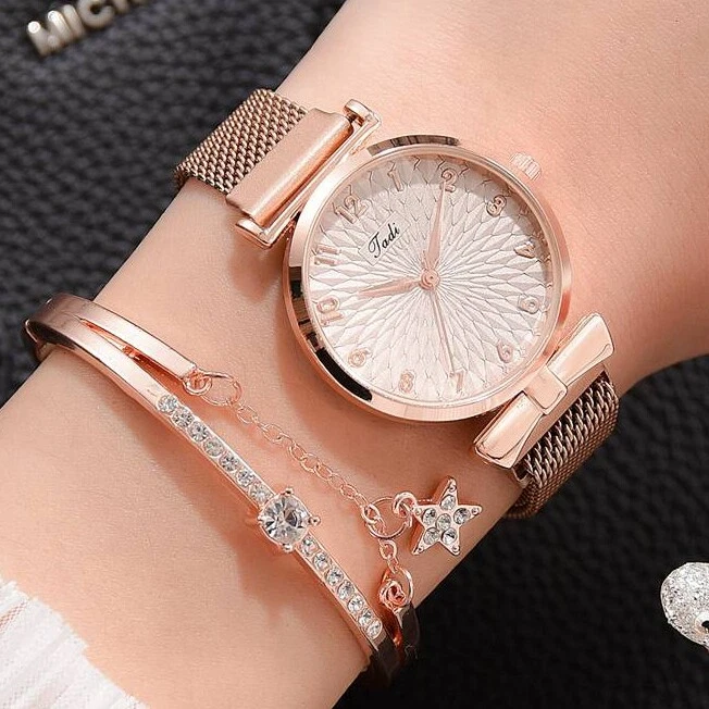 Conjunto de joyer a Reloj Para Mujeres Luxury Women Watch Bracelet 2Pcs Set
