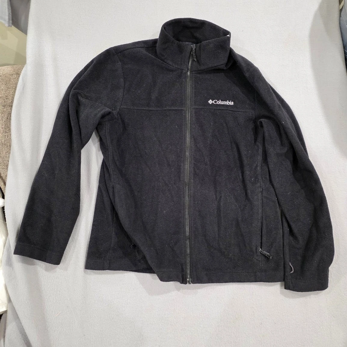 Columbia Omni-Heat Fleece Jacket Mens Medium Black Full Zip Hiking Outdoor Coat