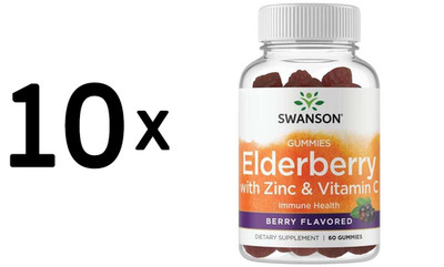 10 x Swanson Elderberry Gummies with Zinc & Vitamin C, Berry - (283,32 EUR/kg)