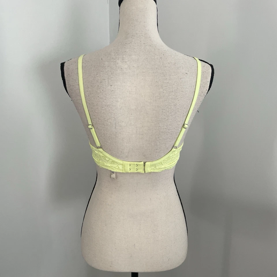 Sujetador push up acolchado de encaje Aerie 34B floral amarillo brillante camiseta sujetador lazo de moda Foto 4 de 4