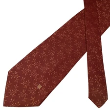 DAKS Tie Silk Crimson Red Floral Korea Men's Classic Designer Necktie