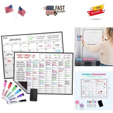 Durable Magnetic Dry Erase Calendar  Chores Chart - Perfect for Kids  Adults