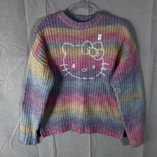 Forever 21 x Hello Kitty Rainbow Ombre Knit Sweater Pastel Sanrio Pullover Small