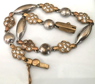 Pulsera 6.58g De Colección MARCADA ORO AMARILLO BLANCO SÓLIDO 10K Tenis No Chatarra Lote y