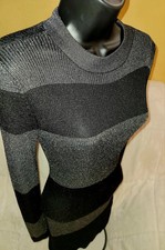 White House Black Market Little Black And Silver Long Sleeve Dress Size XS