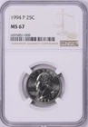 1994-P Washington Quarter LOW POP! NGC Mint State 67