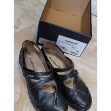 Romika Black Leather Crossover Strap Flats
