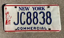 New York Liberty Base Commercial License Plate Number Tag JC8838
