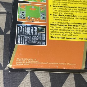 NES NINTENDO MLB MAJOR LEAGUE BASEBALL GAME COMPLETE IN BOX CIB