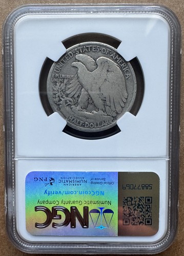 1917 S REVERSE 50C NGC VG 8 1917-S WALKING LIBERTY 50c MEZZO DOLLARO ARGENTO - Foto 2 di 2