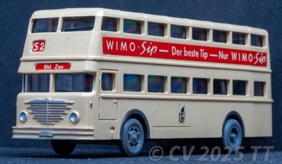 1/87 H0 WIKING Büssing D2U Bus ''WIMO Sip ...'', S2 Bhf. Zoo, ~ hellbeige, 1962-70
