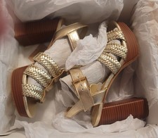 Michael Kors Reed Metallic Faux Leather Platform Sandal Pale Gold 6M