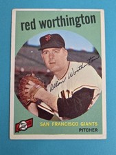 1959 Topps #28 Red Worthington San Francisco Giants BASEBALL Card 4E