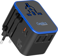 45W Universal Travel Adapter W/ 3 USB-A, 2 USB-C  Universal Input