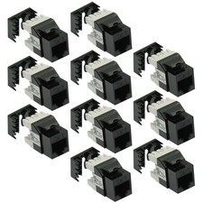 10x CAT6 RJ45 Network LAN Ethernet Keystone Jack 180 Degree 110 Punch Down Black