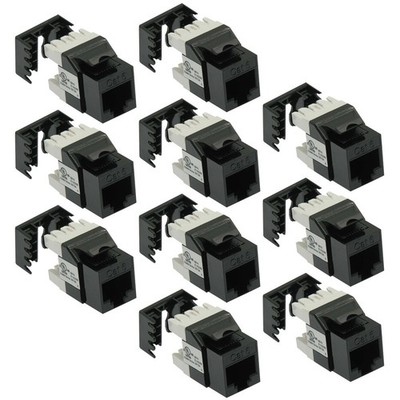 10x CAT6 RJ45 Network LAN Ethernet Keystone Jack 180 Degree 110 Punch Down Black