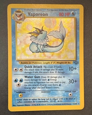 Wizards of the Coast Vaporeon Jungle 12/64 1999 80 HP Holo Rare EN Himeno