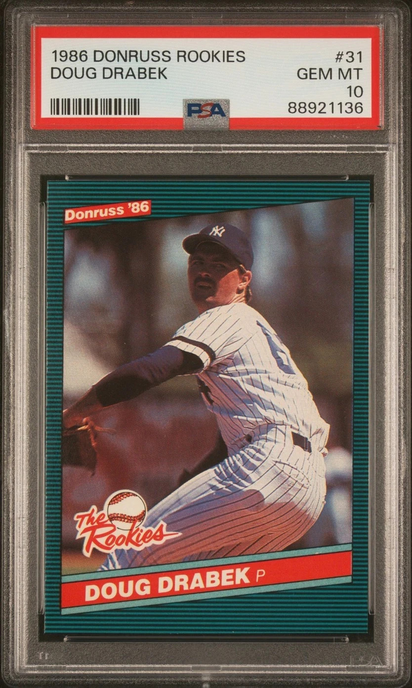 1986 DONRUSS ROOKIES DOUG DRABEK #31 ROOKIE RC NEW YORK NY YANKEES PSA 10