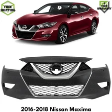 Front Bumper Cover Primed & Grille Assembly Kit For 2016-2018 Nissan Maxima